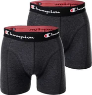 Majtki męskie - Bokserki męskie Champion, 2-pak - bawełna, logo w pasie, gładkie szare cętkowane 2XL - miniaturka - grafika 1