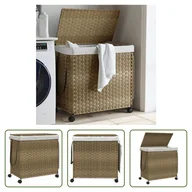 Kosze na bieliznę - Living Store Kosz na pranie z kółkami 60x35x60,5 cm rattan - miniaturka - grafika 1