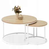 Ławy i stoliki kawowe - Okrągłe Stoliki 2w1 Skandynawski Styl Do Salonu Karel Sonoma Podstawa Biały - miniaturka - grafika 1