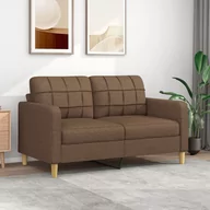 Sofy i kanapy - vidaXL Sofa 2-osobowa, brązowa, 140 cm, tapicerowana tkaniną - miniaturka - grafika 1