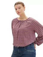 Bluzki damskie - TOM TAILOR Damska bluzka plus size, 33989 - Brązowy nadruk geometryczny, 44 - miniaturka - grafika 1