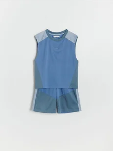 Reserved - Sportowy komplet z nadrukiem - niebieski - Spodnie i spodenki dla chłopców - miniaturka - grafika 1