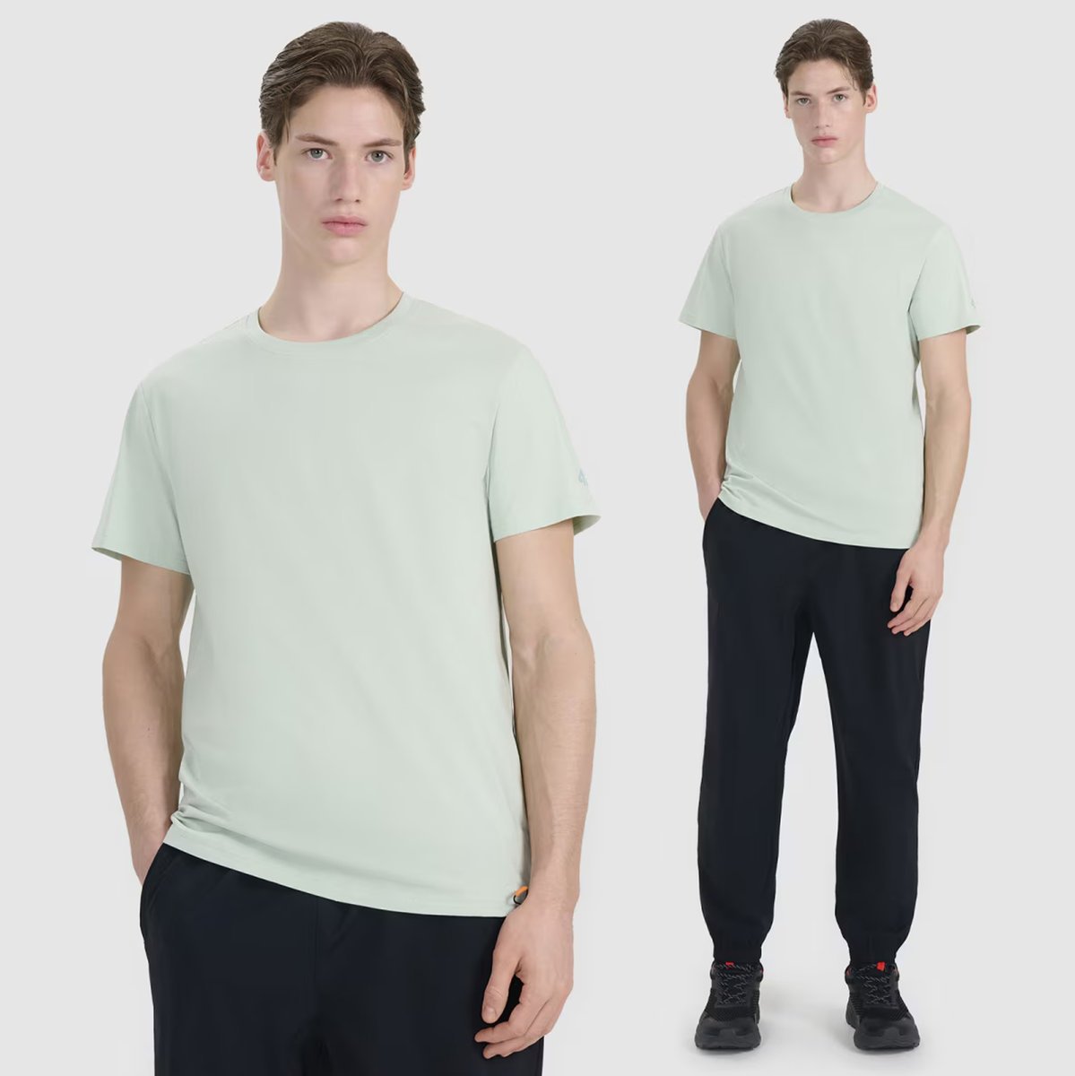 Koszulka Męska 4F T-shirt Z Nadrukiem Regular Miętowa 4FWSS25TTSHM2239 XXL Miętowy