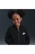 Bluzy dla chłopców - Bluza z kapturem i zamkiem na całej długości dla małych dzieci Nike Club Fleece - Czerń - miniaturka - grafika 1