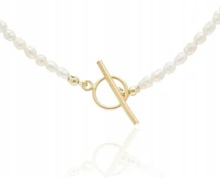 Złoty naszyjnik choker PERŁY NATURALNE SREBRO 925 KAMIEŃ NATURALNY - Naszyjniki - miniaturka - grafika 1