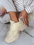 Sneakersy damskie - Sneakersy damskie CILLE beżowe Dstreet ZY0459-40 - miniaturka - grafika 1