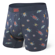 Majtki męskie - Bokserki męskie wygodne męskie SAXX ULTRA Boxer Brief Fly robaki - granatowe - miniaturka - grafika 1