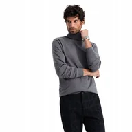 Swetry męskie - Męski klasyczny golf z wiskozą szary melanż Ombre OM-SWTN-0101 V2 roz. XXL - miniaturka - grafika 1