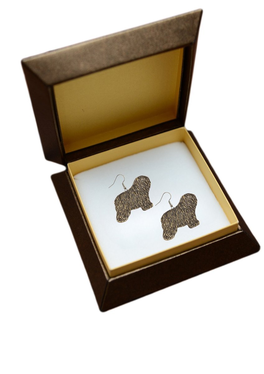 Polski owczarek nizinny, PON I - wiszące kolczyki z psami, urocza biżuteria dla psiej mamy, prezent dla dziewczynki marki Art-Dog