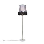 Lampy stojące - QAZQA Lampa podłogowa retro mosiądz klosz szaro-czarny Granny 45cm - Kaso - miniaturka - grafika 1