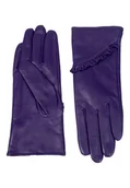 Rękawiczki - Eleganckie skórzane modne rękawiczki damskie 100% skóra fioletowe M - miniaturka - grafika 1