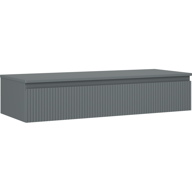 Mexen Rivel szafka łazienkowa podumywalkowa 120 cm z blatem, 1 szuflada, ryflowana , grafit mat - 91A20-12023-1-BFC66