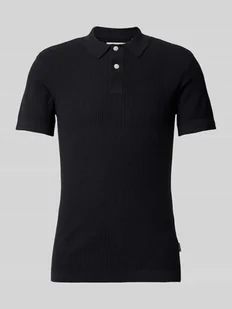 Koszulka polo o kroju super skinny fit z fakturowanym wzorem model ‘AIDEN’ - Koszulki męskie - miniaturka - grafika 1