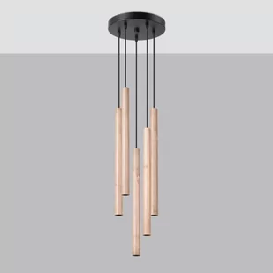 Pastelo lampa wisząca 5xG9 czarna/drewno SL.1270 - Lampy sufitowe - miniaturka - grafika 1