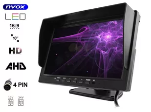 Monitor samochodowy LCD 10" AHD 4PIN z funkcją rejestratora 12V 24V - Car Video - miniaturka - grafika 1