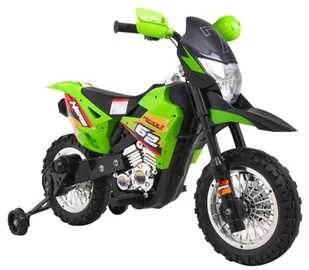 Motorek Cross dla dzieci Pojazd na akumulator Zielony + Pomocnicze kółka + Dźwięki LED - Tory, garaże, parkingi - miniaturka - grafika 8