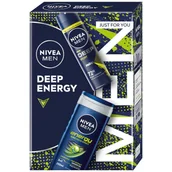 Zestawy kosmetyków damskich - Nivea Men Deep Energy zestaw żel pod prysznic 3w1 250ml + antyperspirant spray 150ml - miniaturka - grafika 1