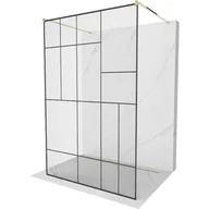 Ścianki i drzwi prysznicowe - Mexen Kioto ścianka prysznicowa wolnostojąca 110 x 200 cm, transparent/czarny wzór 8 mm, złota - miniaturka - grafika 1