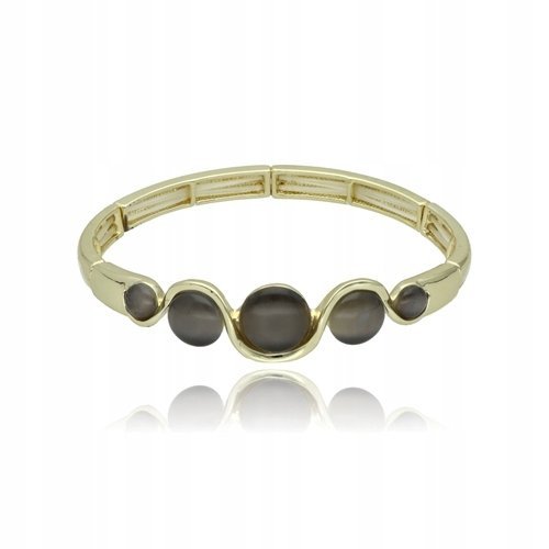 Bransoletka Damska Złota Obręcz Metaloplastyka Z Oczkami Z Szarego Kwarcu