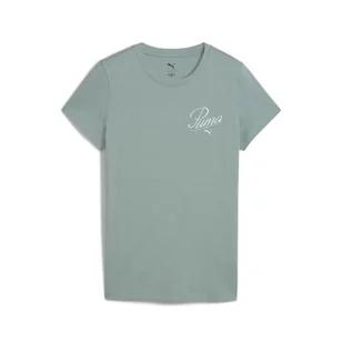 Damska koszulka ESS SCRIPT PUMA Green Moon - Koszulki sportowe damskie - miniaturka - grafika 1