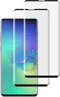 Szkła hartowane na telefon - 2x SZKŁO HARTOWANE 9H SAMSUNG GALAXY S10+ ZAOKRĄGLONE BOKI CZARNE PASKI - miniaturka - grafika 1