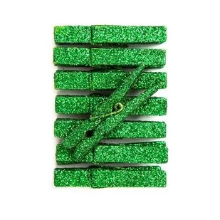 Klamerki brokatowe ozdobne 8 szt. - zielone - Scrapbooking - miniaturka - grafika 1