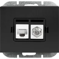 Gniazdka elektryczne - Gniazdo TV Onyx typu "F"+ RJ45 komputerowe czarny mat - miniaturka - grafika 1
