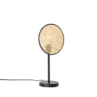 Lampy stojące - QAZQA Wiejska lampa stołowa czarna z rattanem 25 cm - Kata - miniaturka - grafika 1