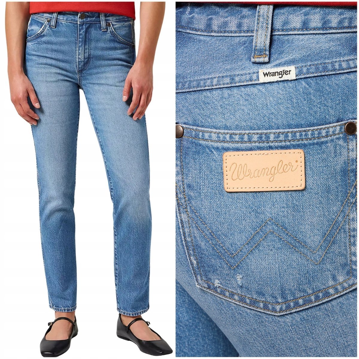 Wrangler Piper slim wysokie proste damskie spodnie jeansowe W27 L32