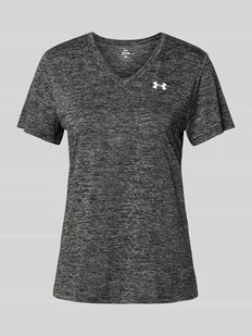 T-shirt z dekoltem w serek model ‘Tech’ - Koszulki i topy damskie - miniaturka - grafika 1