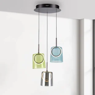 Paul Neuhaus Lampa wisząca LED Zula, Ø 40 cm, kolorowa, 3-punktowa. - Lampy sufitowe - miniaturka - grafika 1