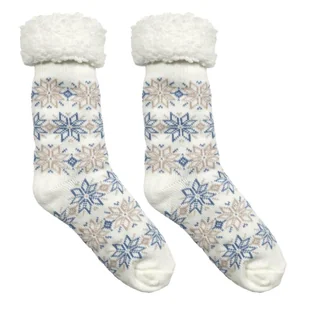 Skarpety z motywem śnieżynki beżowe - Skarpetki damskie - miniaturka - grafika 1