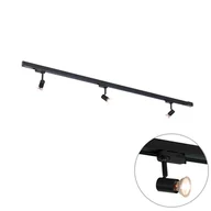 Lampy sufitowe - QAZQA Nowoczesny system szynowy czarny 3-punktowy 3-fazowy lewy - Jeany - miniaturka - grafika 1