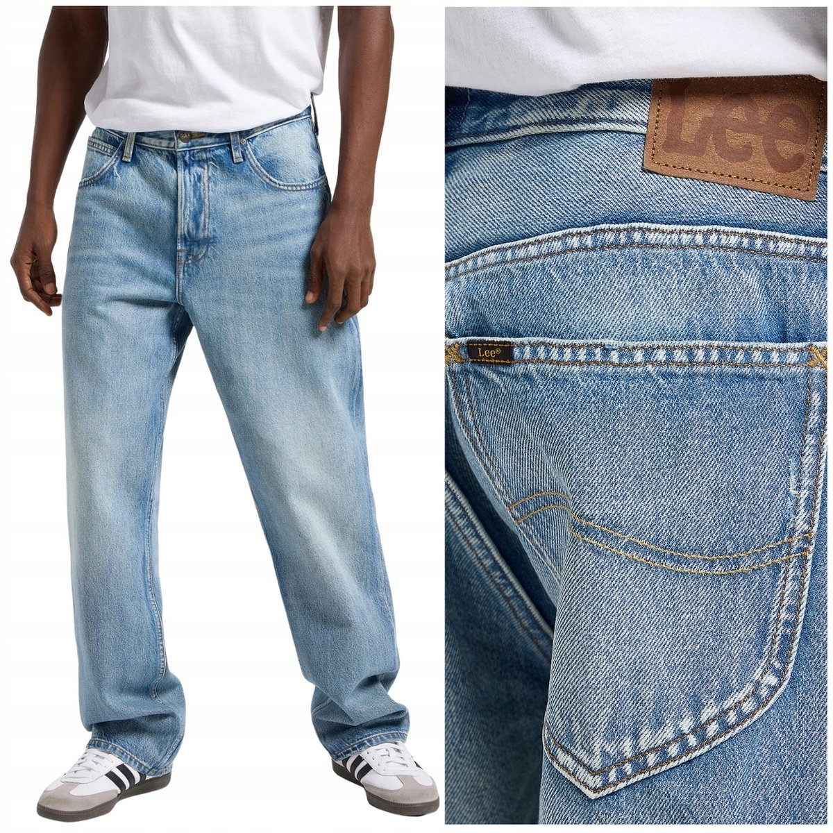 Lee ASHER loose straight bardzo luźne spodnie jeansowe bez streczu W33 L34