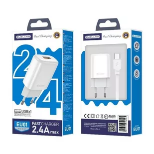 Ładowarka Sieciowa 2.4A USB + Kabel USB - USB-C Jellico EU01 białe - Ładowarki do telefonów - miniaturka - grafika 2