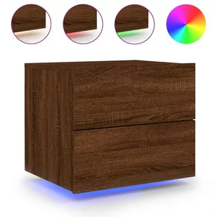 ﻿Wisząca szafka nocna z podświetleniem LED, brązowy dąb - Szafy i szafki dla dzieci - miniaturka - grafika 1