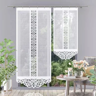 Firanka panel żakardowy Portos 90x250cm biały - Firany - miniaturka - grafika 1