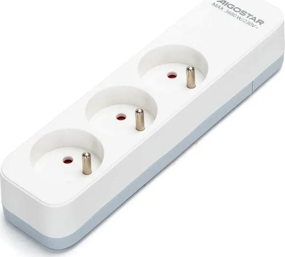 Aigostar Francuski przedłużacz 3-gniazdowy z wyłącznikiem biały Francuski przedłużacz 3-gniazdowy z wyłącznikiem biały