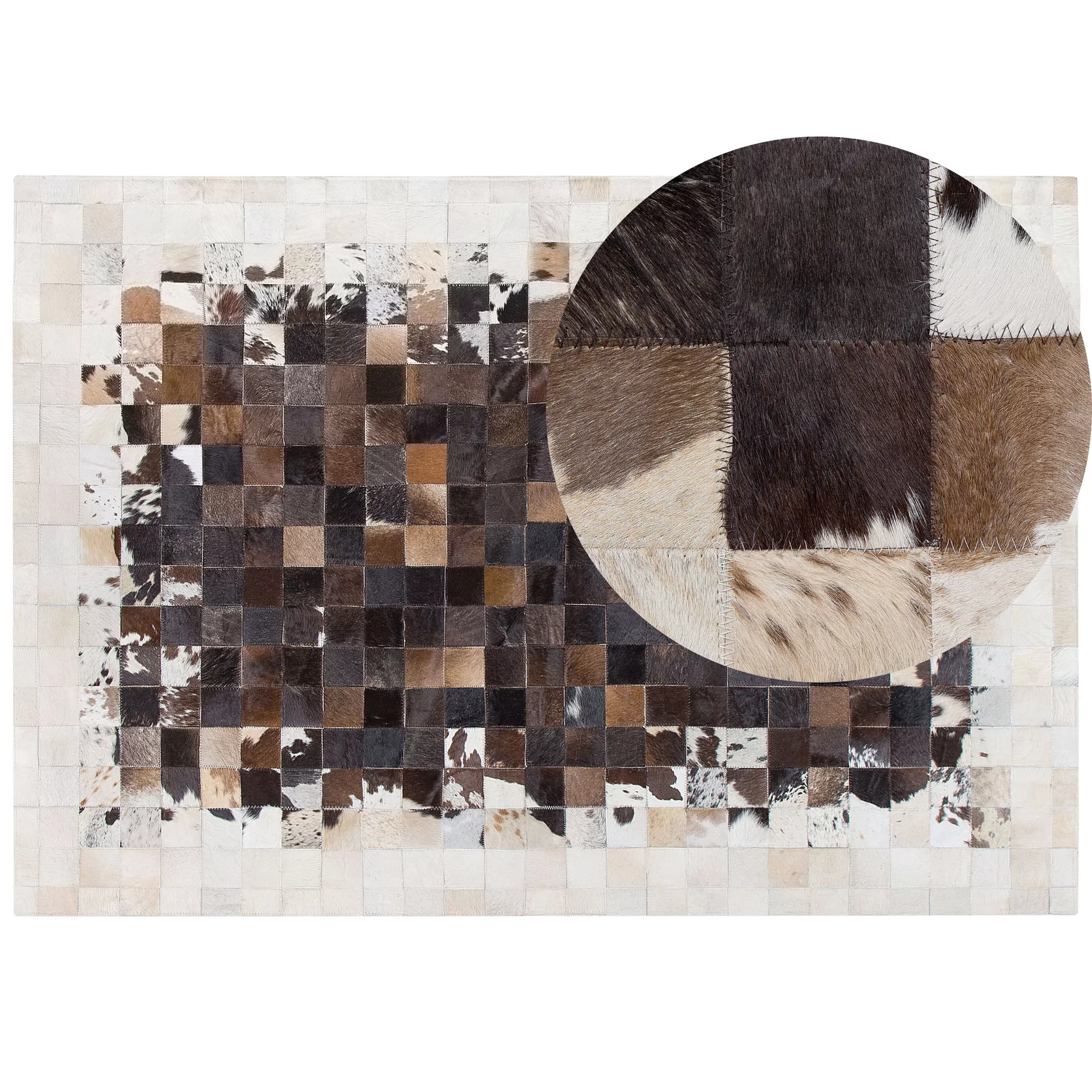 Beliani Dywan skórzany brązowo-beżowy 160 x 230 cm OKCULU