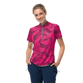 Koszulki sportowe damskie - Jack Wolfskin Koszulka rowerowa damska GRADIENT T W pink anemone allover - grafika 1