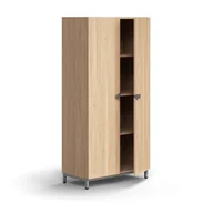 Szafy biurowe - Szafa QBUS, 3 półki, nóżki, uchwyty, 1636x800x420 mm, srebrny, dąb - miniaturka - grafika 1