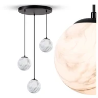 Lampy sufitowe - Lampa wisząca sufitowa ze wzorem MARMUR biały CZARNY Żyrandol szklany KULA 3x E27 DEKORACYJNY Ozdobny - LEDHOFF - miniaturka - grafika 1