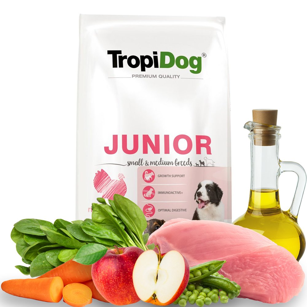 Tropidog Premium Junior Small&Medium Breeds Turkey&Rice 8 kg
