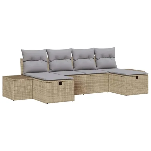Zestaw Narożny Sofa Ogrodowa z Modułami, Jasnoszary Polipropylen, 6 Osób