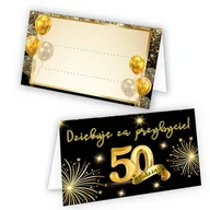 Kartki okolicznościowe i zaproszenia - Winietki na Stół na 50 Urodziny Złote Balony - 10 sztuk - miniaturka - grafika 1