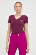 Koszulki sportowe damskie - Guess t-shirt damski kolor fioletowy - miniaturka - grafika 1