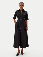 Sukienki - Fracomina Sukienka koszulowa FR25SD3006W52001 Czarny Regular Fit - miniaturka - grafika 1