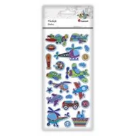 Zabawki kreatywne - Naklejki wypukłe miękkie pojazdy mix 21szt - miniaturka - grafika 1