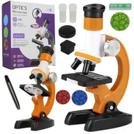 Mikroskopy i lupy - Mikroskop Naukowy 1200X Z Akcesoriami Edukacyjny Pomarańczowy U721P - miniaturka - grafika 1