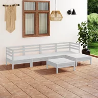 Meble ogrodowe - vidaXL 6-cz. zestaw mebli wypoczynkowych do ogrodu, biały, sosnowy - miniaturka - grafika 1